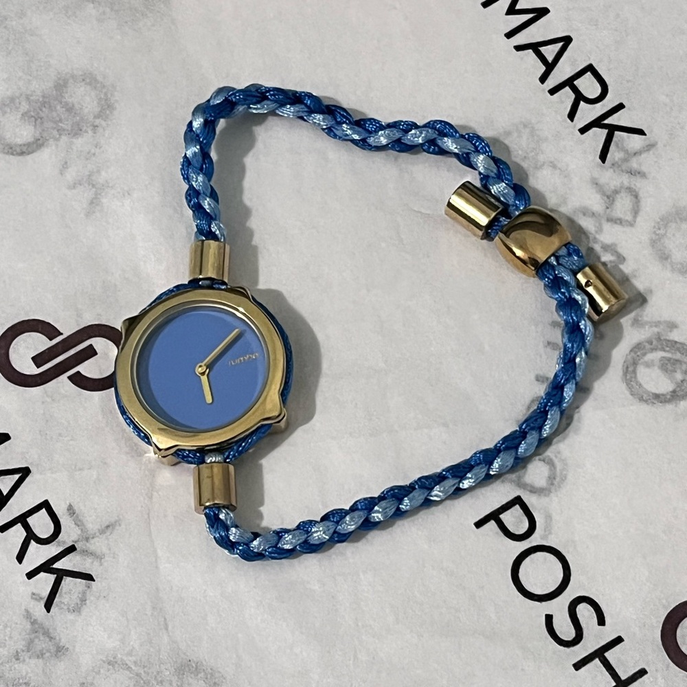 RumbaTime Gramercy Pre-Loved Authentic Blue & Gold Braided Bracelet Watch
